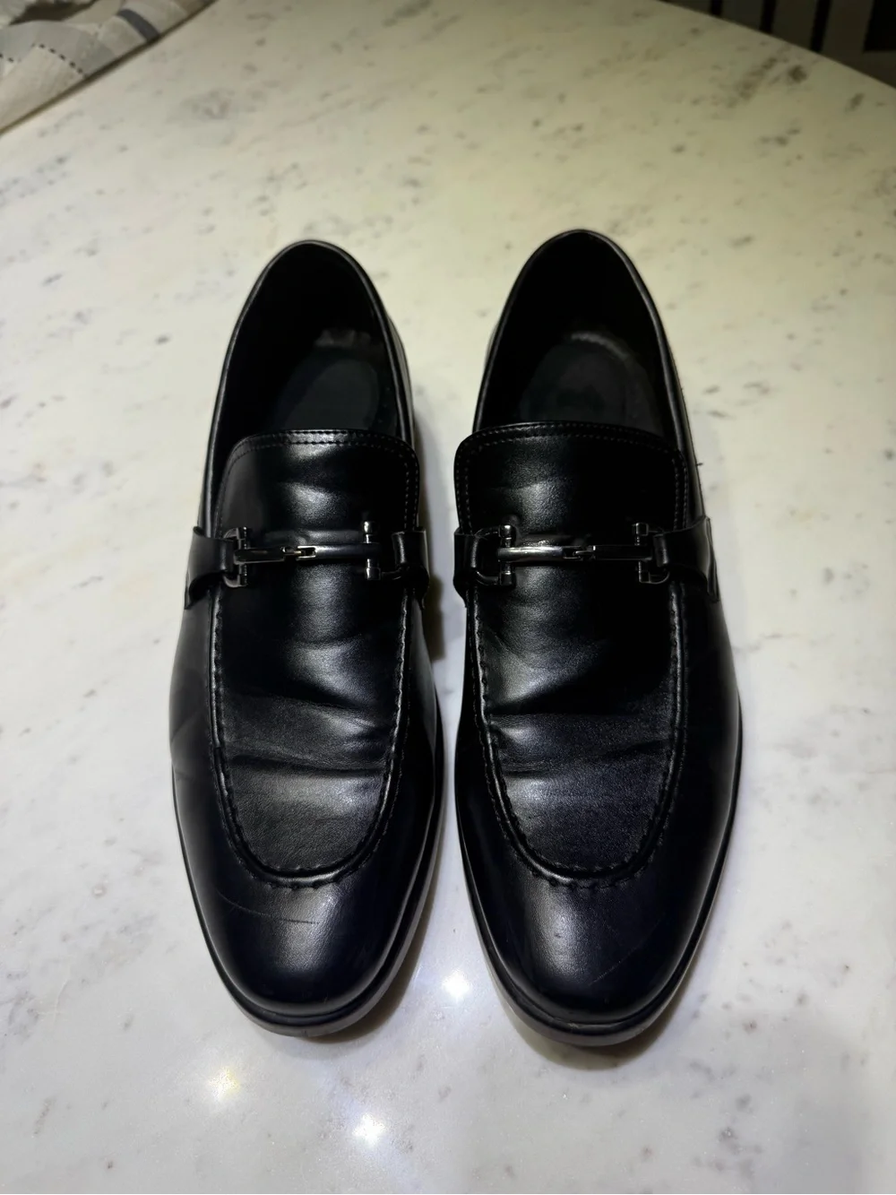 Van Heusen Black Leather Bit Loafers